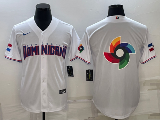 Men's Dominican Republic Baseball 2023 White World Baseball Big Logo With Patch