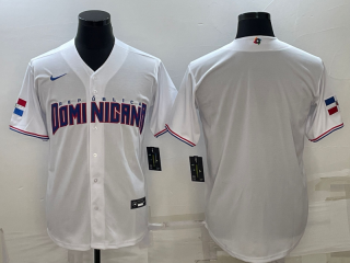 Men's Dominican Republic Baseball Blank 2023 White World Baseball Classic Replica Stitched 4