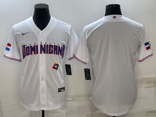 Men's Dominican Republic Baseball Blank 2023 White World Baseball Classic Replica Stitched