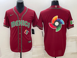 Men's Mexico Baseball 2023 Red World Baseball Big Logo Classic Replica Stitched Jersey 2