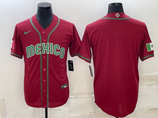 Men's Mexico Baseball Blank 2023 Red World Baseball Classic Replica Stitched Jersey 2