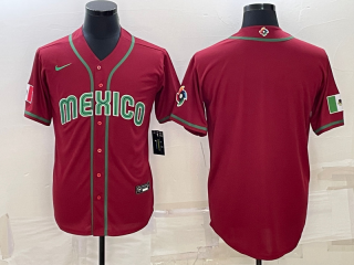 Men's Mexico Baseball Blank 2023 Red World Baseball With Patch Classic Replica Stitched