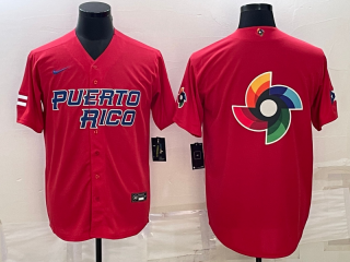 Men's Puerto Rico Baseball 2023 Red World Baseball Big Logo With Patch Classic Replica 2