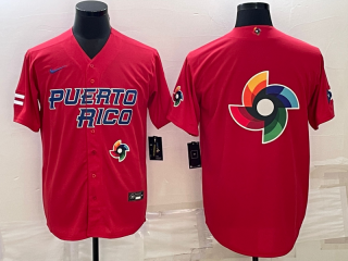 Men's Puerto Rico Baseball 2023 Red World Baseball Big Logo With Patch Classic Replica