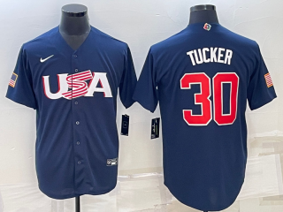 Men's USA Baseball #30 Kyle Tucker 2023 Navy World Baseball Classic Replica Stitched