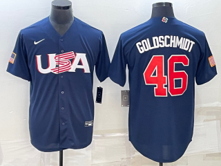 Men's USA Baseball #46 Paul Goldschmidt 2023 Navy World Baseball Classic Replica Stitched