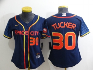 Women's Houston Astros #30 Kyle Tucker 2022 Navy City Connect Stitched Jersey(Run