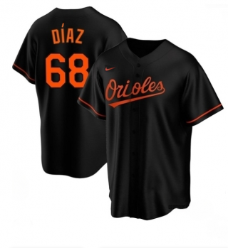 Men's Baltimore Orioles #68 Lewin Díaz Black Cool Base Stitched Jersey