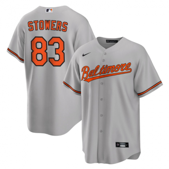 Men's Baltimore Orioles #83 Kyle Stowers Grey Cool Base Stitched Jersey