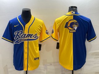 Los Angeles Rams Royal Yellow Split Team Big Logo With Patch Cool Base