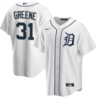 Men's Detroit Tigers #31 Riley Greene White Cool Base Stitched Jersey
