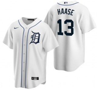 Men's Detroit Tigers #13 Eric Haase White Cool Base Stitched Jersey