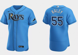 Men's Tampa Bay Rays #55 Luke Raley Light Blue Flex Base Stitched Jersey
