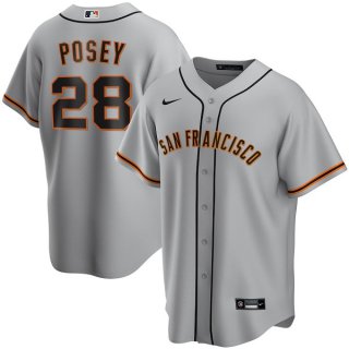 Men's San Francisco Giants #28 Buster Posey Grey Cool Base Stitched Jersey