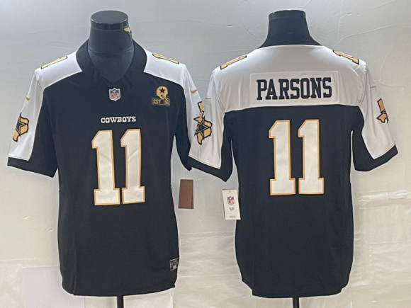 Dallas Cowboys #11 Micah Parsons 2023 F.U.S.E. Black White With Established In 1960 Patch Stitched Football Jersey