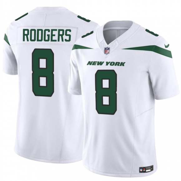 New York Jets #8 Aaron Rodgers 2023 F.U.S.E. White Vapor Untouchable Limited