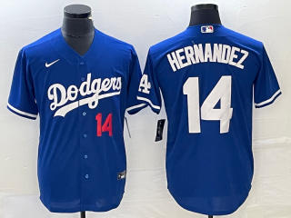 Los Angeles Dodgers #14 royal jersey with red number