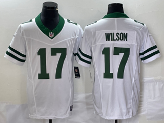 New York Jets #17 Garrett Wilson White Throwback Player Stitched Game Jersey