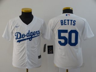 Dodgers-50-Mookie-Betts-White-Youth-2020-Nike-Cool-Base-Jersey