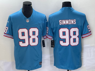 Tennessee Titans #98 Jeffery Simmons Light Blue Throwback Player Stitched Game Jersey