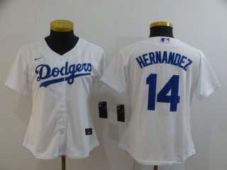 Dodgers-14-Enrique-Hernandez-White-Women-2020-Nike-Cool-Base-Jersey