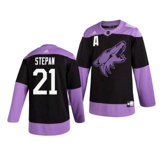 Coyotes-21-Derek-Stepan-Black-Purple-Hockey-Fights-Cancer-Adidas-Jersey