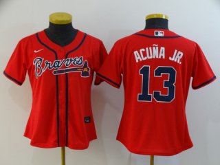 Braves-13-Ronald-Acuna-Jr.-Red-Women-2020-Nike-Cool-Base-Jersey
