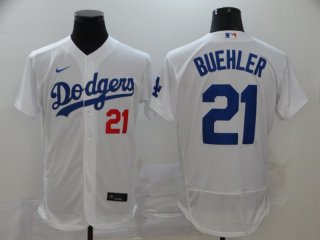Dodgers-21-Walker-Buehler-White-2020-Nike-Flexbase-Jersey