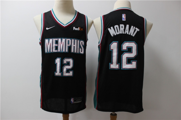Grizzlies-12-Ja-Morant-Black-Nike-Swingman-Jersey