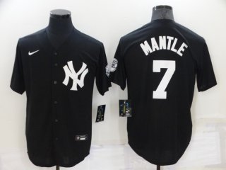 Men's New York Yankees #7 Mickey Mantle Black Cool Base Stitched Jersey