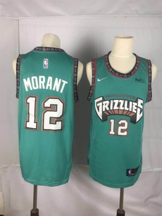 Grizzlies-12-Ja-Morant-Green-Nike-Throwback-Swingman-Jersey