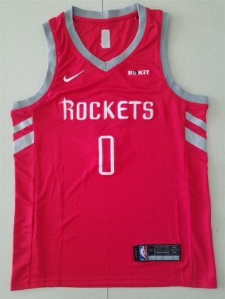 Rockets 0 Russell Westbrook Red jersey
