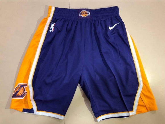Los Angeles Lakers purple men heat applied shorts