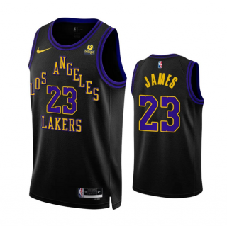 Los Angeles Lakers #23 LeBron James Black 2023-24 City Edition Stitched Basketball