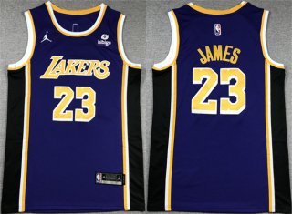 Los Angeles Lakers #23 LeBron James Purple Stitched Basketball Jersey