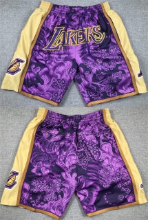 Los Angeles Lakers Purple Gold Shorts (Run Small) 3