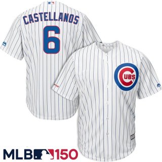 Cubs-6-Nick-Castellanos-White-150th-Patch-Cool-Base-Jersey