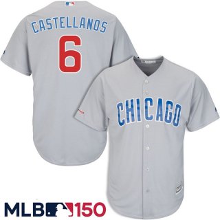 Cubs-6-Nick-Castellanos-Gray-150th-Patch-Cool-Base-Jersey