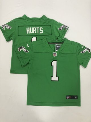 Philadelphia Eagles #1 Jalen Hurts Green toddler jersey