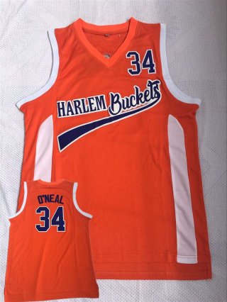 Harlem-Buckets-34-O'Neal-Orange-Uncle-Drew-Movie-Basketball-Jersey