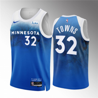 Minnesota Timberwolves #32 Karl-Anthony Towns Blue 2023-24 City Edition Stitched