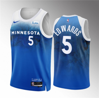 Minnesota Timberwolves #5 Anthony Edwards Blue 2023-24 City Edition Stitched