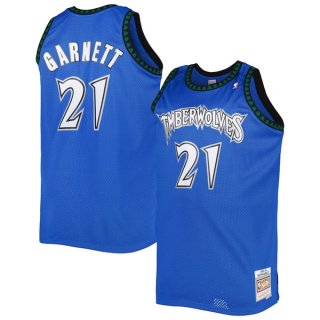 Minnesota Timberwolves #21 Kevin Garnett Blue Throwback Stitched Jersey