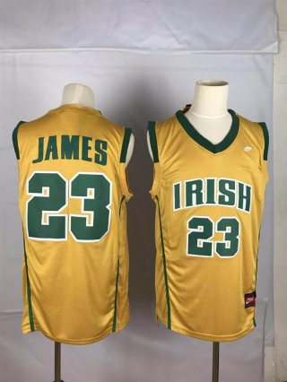 Irish-High-School-23-LeBron-James-Yellow-Swingman-Jersey