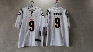 Cincinnati Bengals #9 Joe Burrow white 2023 new collar jersey