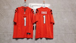 Cincinnati Bengals #1 Ja'Marr Chase orange 2023 new collar jersey