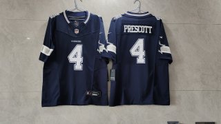 Men's Dallas Cowboys #4 Dak Prescott blue 2023 new collar jersey