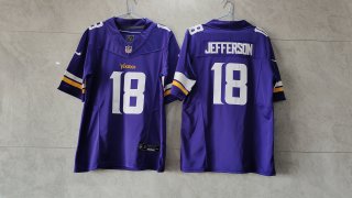 Minnesota Vikings #18 Justin Jefferson 2023 new collar purple jersey