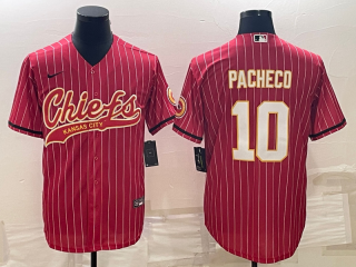 Kansas City Chiefs #10 Isiah Pacheco Red With Patch Cool Base Stitched Baseball jersey 3
