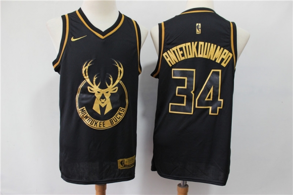 Bucks-34-Giannis-Antetokounmpo-Black-Gold-Nike-Swingman-Jersey